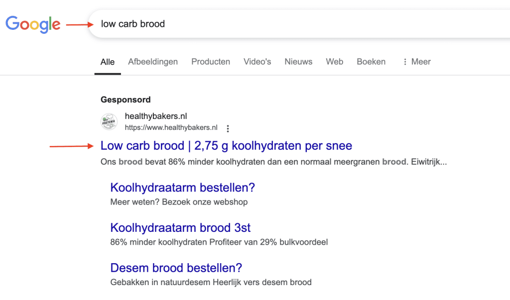 Voorbeeld dynamic keyword insertion